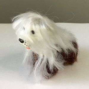 1989 CitiToy Shaggy Dog Sheepdog 3” Figure Long Fur  Puppy Pet for Doll Vintage
